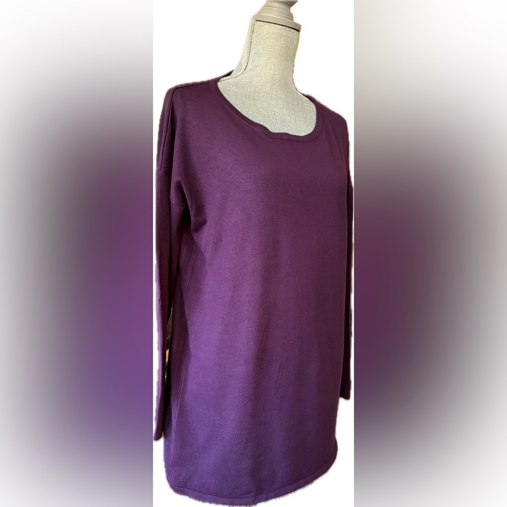 CYRUS Sweater long sleeve tunic, plum, boat neck collar, soft, Excellent, Size L